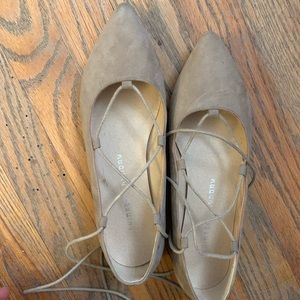 Lace Up Nude Flats
